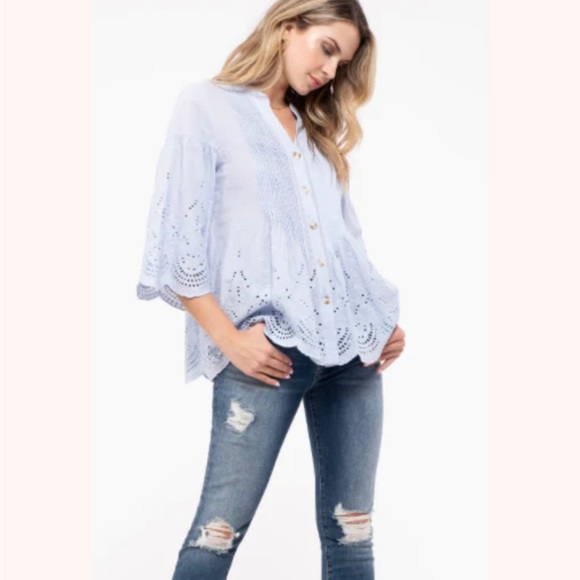Blu Pepper Tops - Blu pepper eyelet boho button down